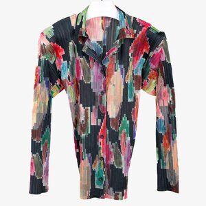Pleats Please Issey Miyake Archival Pixelated Multicolour Flower Jacket, Size L